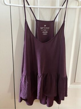 American Eagle Outfitters Plum Ruffle-Trim Camisole Tank